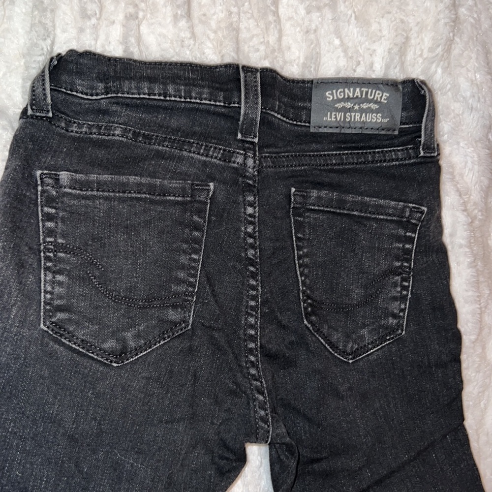 Levi Strauss signature black denim super skinny jeans distressed pants 8 girls​​ - Picture 7 of 13